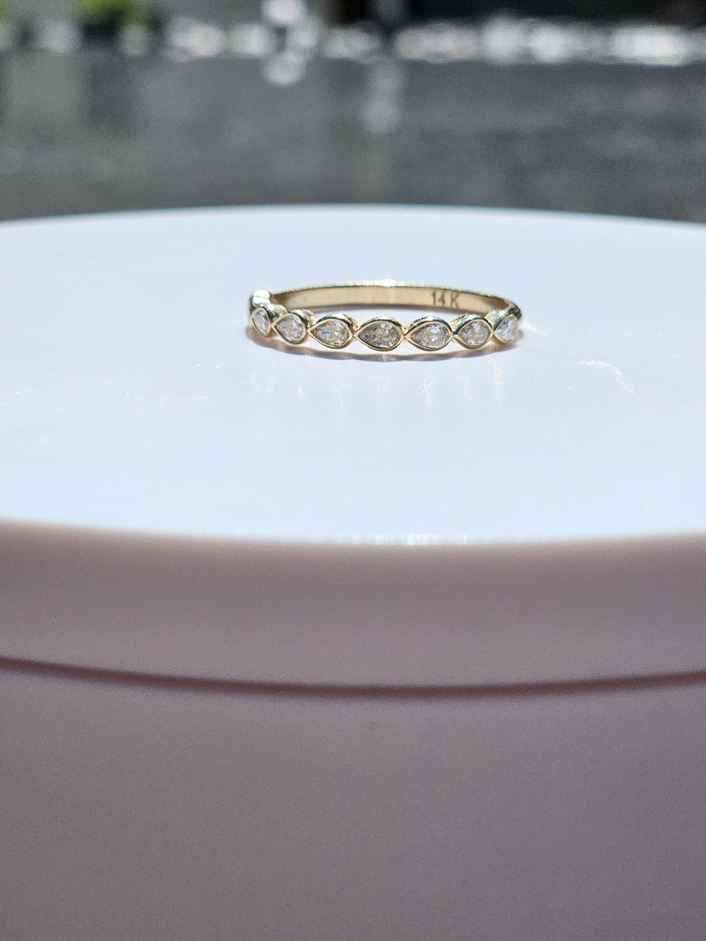 Yellow Gold (14K) Pear Cut Natural Diamond Wedding Band